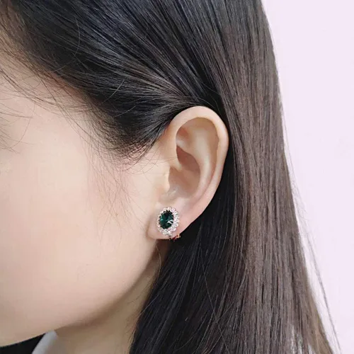 Vista 31 de Yoursfs Austria - Aretes de clip de cristal para mujer, chapados en oro de 18 quilates, joyería de moda con halo de circonita cúbica, aretes sin