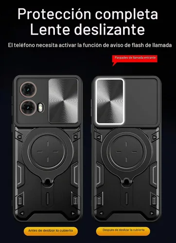 Vista 2 de Funda para teléfono Motorola Moto G85 5G con protector de pantalla de vidrio, cubierta protectora de cámara deslizante integrada, funda protectora