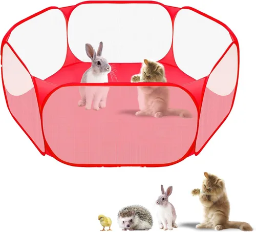 Vista 9 de Corralito para animales pequeños, portátil, con apertura automática, interactivo, para mascotas, valla interior y exterior para conejos, conejillos