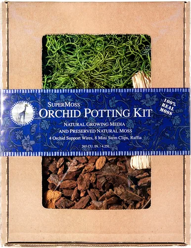 Vista 9 de SuperMoss (90509) Kit para macetas de orquídeas, juego completo de cuidado de orquídeas con musgo preservado, corteza de orquídea, clips florales