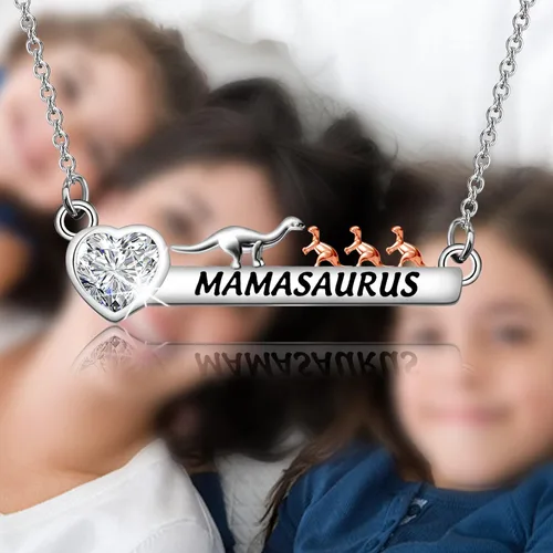 Vista 6 de CYTING - Collar de dinosaurio con circonita cúbica, diseño de dinosaurio