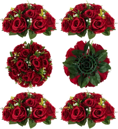 Vista 18 de BLOSMON Bolas de Flores para Bodas, Centros de Mesa de Rosas, 2 Piezas, Flores Artificiales Negras, Bolas Florales Colgantes, Decoración de Arreglos