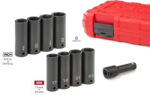 Vista 2 de TEKTON Juego de llaves de tuerca de impacto de 1/2 pulgada, 9 piezas SID92415