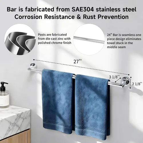 Vista 4 de Formosa Design Hardware - Juego de accesorios de baño (cromo pulido)