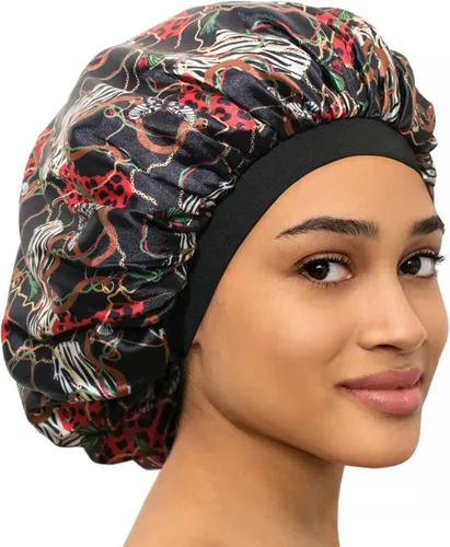 Vista 7 de CAPLORD Gorro de satén forrado para dormir, gorro de bambú para el cabello rizado natural para mujeres y hombres