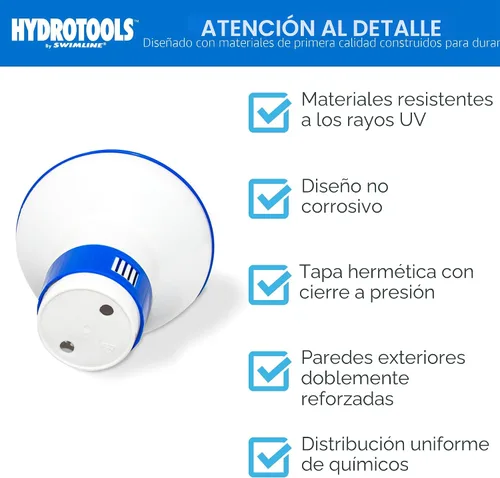 Vista 6 de HYDROTOOLS BY SWIMLINE: Dispensador químico mini para piscina y spa, compatible con bromo y cloro, admite tabletas de 1 pulgada, anillo de control