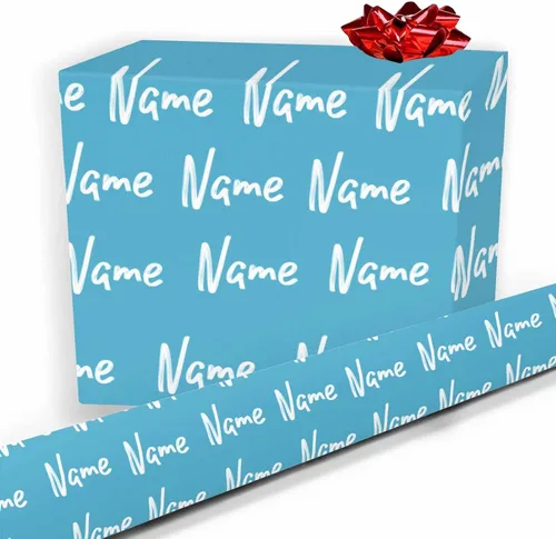 Vista 8 de Nombre personalizado en papel de regalo, rollo de papel de regalo personalizado con texto, regalo personalizado, unisex, adultos, hombres, mujeres