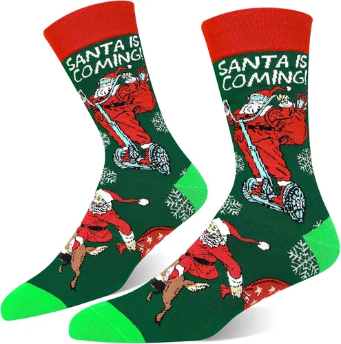 Vista 2 de PanPacSight Calcetines redondos de Navidad para hombre, calcetines divertidos de culto medio