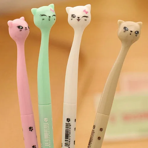 Vista 2 de Kawai - Bolígrafos de gel para gatos, a la moda, lindos y coloridos, divertidos, tinta de gel, bolígrafos de punta redonda para gatos coreanos