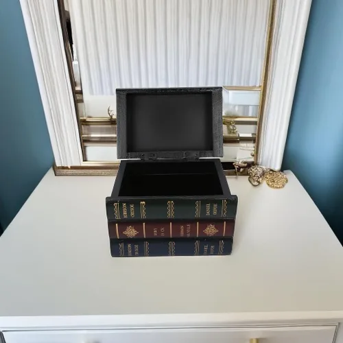 Vista 6 de Caja de almacenamiento en forma de libro de madera Decoración