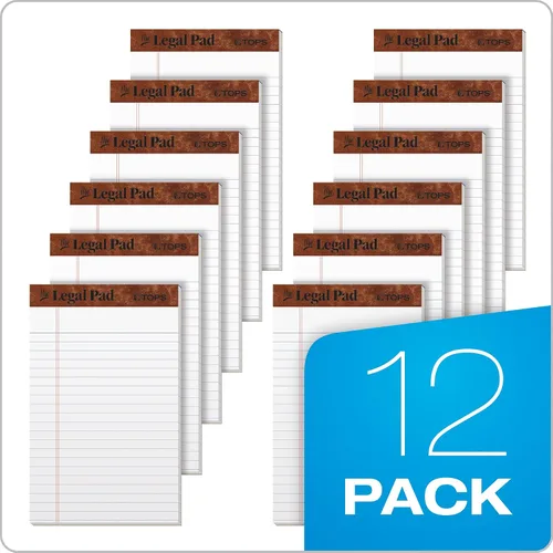 Vista 6 de TOPS Blocs de notas tamaño legal de 5 x 8, paquete de 12, marca The Legal Pad, con líneas estrechas, papel blanco, 50 hojas por bloc de notas