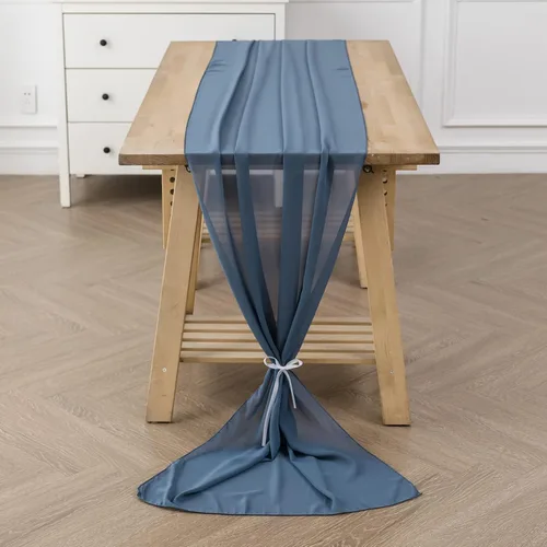 Vista 15 de Paquete de 2 caminos de mesa de gasa de 10 pies de 29 x 120 pulgadas, camino de mesa romántico transparente para boda, fiesta de cumpleaños