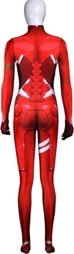 Vista 2 de HBMaida Darling in The FRANXX 02 Zero Two Body Mallas Zentai Cosplay Disfraz para adultosniños, estilo 3D (mujer, XL, rojo)