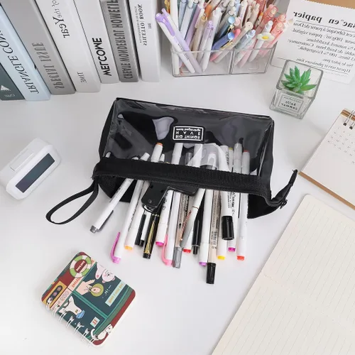 Vista 3 de iSuperb Estuche para lápices de gran capacidad, estuche organizador simple para adultos (negro)