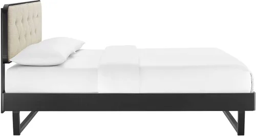 Vista 5 de Modway MOD-6643-BLK-BEI Bridgette - Cama de plataforma de madera con marco angular, color negro y beige