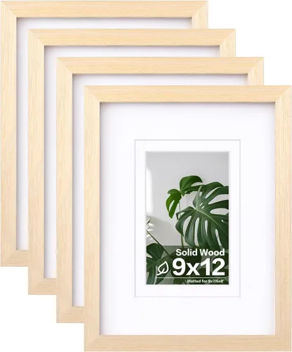 Vista 17 de Egofine - Juego de 4 portarretratos A4 de madera maciza y cubierta de plexiglás de 4 x 6/6 x 8 pulgadas con paspartú o A4 sin paspartú, para mesa