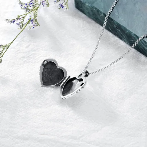 Vista 3 de SOULMEET Collar con medallón de plata de ley que sostiene fotos para mantener a alguien cerca de ti, medallón personalizado, joyería personalizada