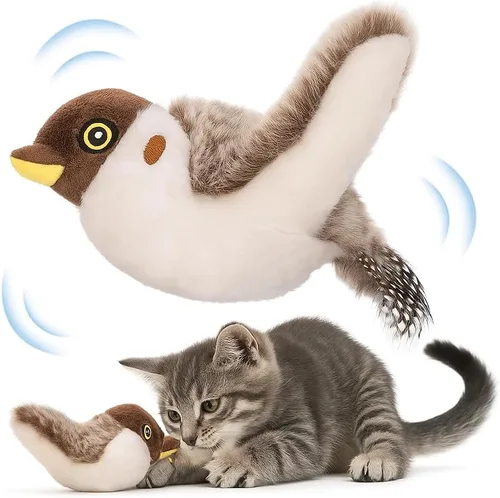 Vista 9 de Juguete interactivo de pingüino para gatos, juguete recargable con alas aleteadas con hierba gatera, alas de batir automáticas, divertido juguete