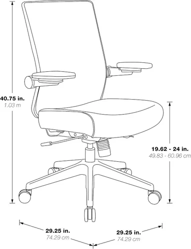 Vista 3 de Space Seating Serie 867 Silla de gerente ajustable con respaldo de malla transpirable, soporte lumbar y brazos abatibles acolchados, asiento de tela