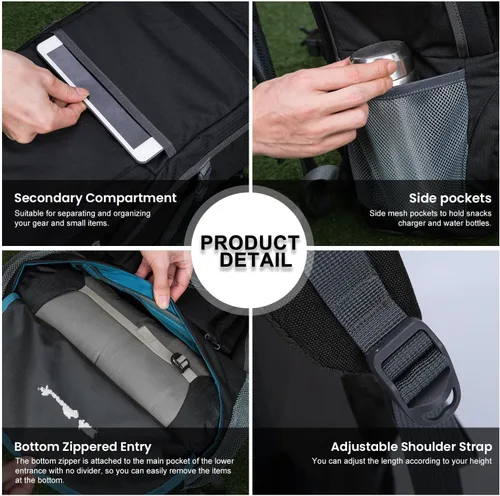 Vista 9 de Mochila de senderismo de 40 L de Mountaintop, mochila ligera de viaje para hombres y mujeres, mochila para acampar al aire libre y hacer senderismo