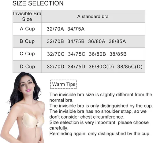 Vista 7 de Sticky Bra 2 Pairs Strapless Backless Bra Adhesive Invisible Lift up Bra Push up Bra for Backless Dress Beige and Black
