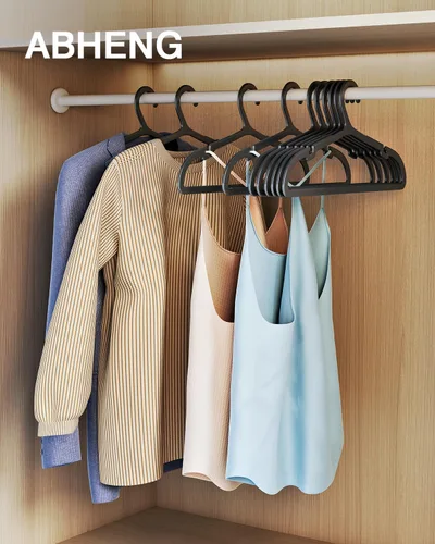 Vista 2 de ABHENG UAPY0530B - Paquete de 30 perchas para ropa, perchas de plástico antideslizantes, perchas que ahorran espacio, resistentes, para colgar ropa
