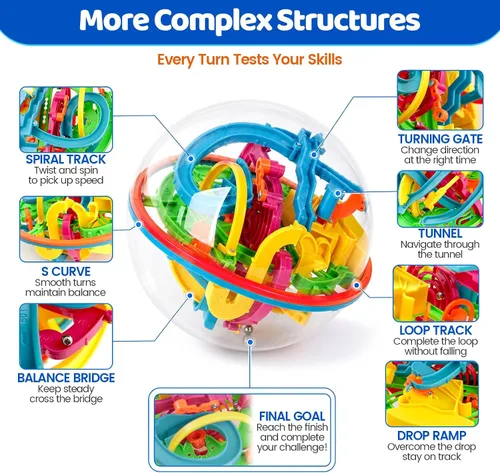 Vista 2 de 3 Otters Rompecabezas de la bola del laberinto 3D, esfera del rompecabezas del rompecabezas del rompecabezas de 6.9-7.5 pulgadas Brain Teaser