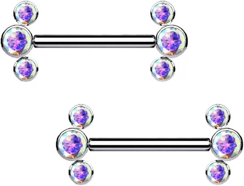 Vista 6 de Pierced Owl - Piercing de titanio implantado de grado 14 G G23 sin rosca con triple bisel y puntas de cristal CZ, se venden por par