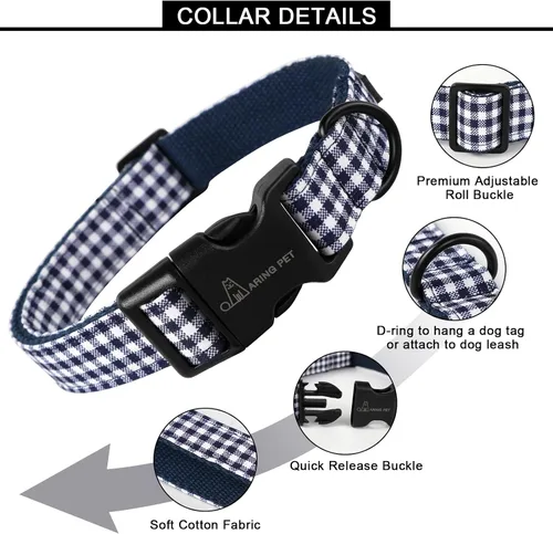 Vista 213 de Aring Pet Collar de algodón, ligero y ajustable, con hebilla de liberación rápida, para perros pequeños, medianos y grandes, para cachorros, S, Hoja