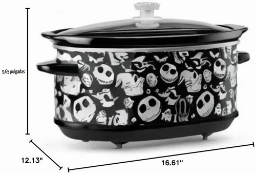 Vista 5 de Disney The Nightmare Before Christmas Olla de Cocción Lenta por Select Brands - Electrodoméstico de Cocina de 7 Cuartos - Recipiente de Gres