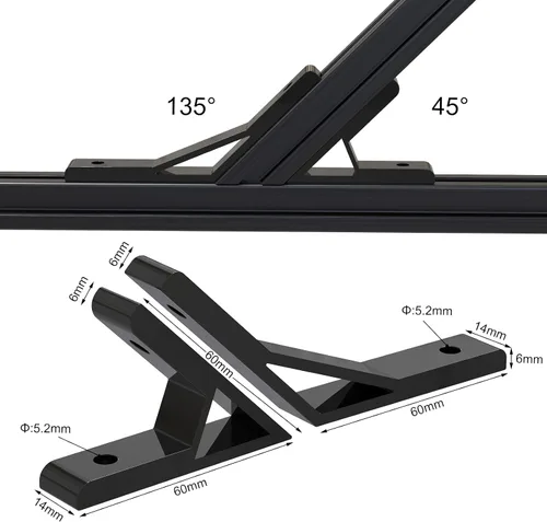 Vista 3 de Junta de conexión de soporte de ángulo de esquina de 45 grados/135 grados 2020 para perfil de extrusión de aluminio serie 2020, 4 piezas (45 grados)
