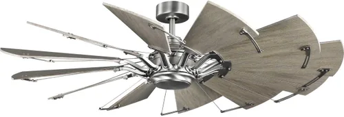 Vista 18 de Springer Collection - Ventilador de techo de molino de viento con motor CC de 12 aspas, 52 pulgadas, níquel antiguo