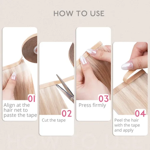 Vista 7 de WENNALIFE Rollo de cinta de extensión de cabello de doble cara, cinta transparente para extensiones de cabello, cinta sin residuos en reemplazo