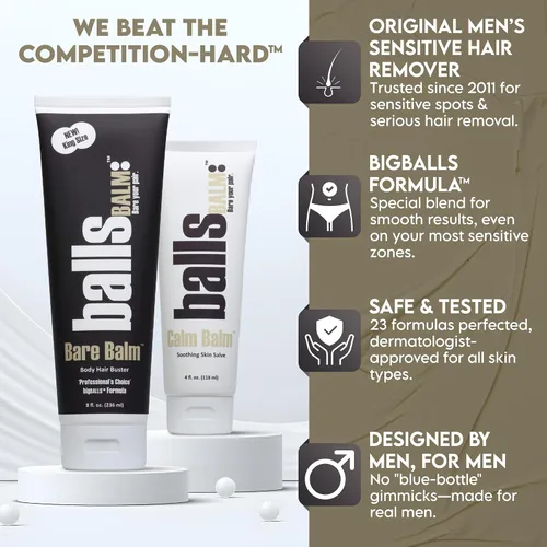 Vista 5 de Bare Balm - Crema para el manejo del vello corporal (elección del profesional Fórmula Big Balls)