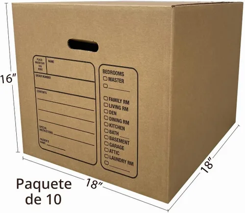 Vista 3 de Uboxes 10 cajas de mudanza medianas premium 18x18x16" caja de cartón