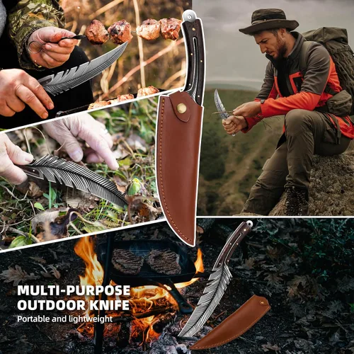 Vista 3 de Cuchillos de chef profesionales, cuchillo de deshuesado de plumas afiladas con vaina, cuchillo de chef de acero de alto carbono, cuchillo