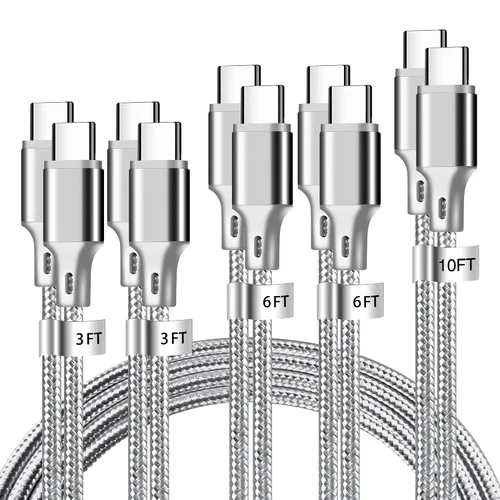 Vista 14 de Cable de carga USB A a USB C, paquete de 5 [3/3/6/6/10 pies] cable de carga rápida tipo C de alta velocidad de datos y transferencia compatible