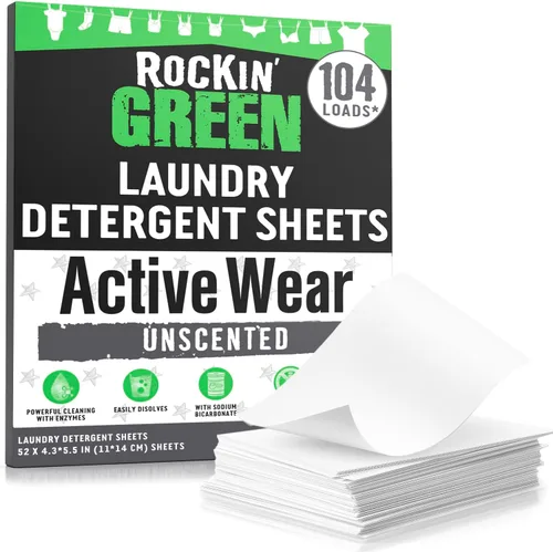 Vista 19 de Rockin' Green Detergente para Ropa, A Base de Plantas, Detergente en Polvo Totalmente Natural para Ropa, Vegano y Biodegradable Combate Olores