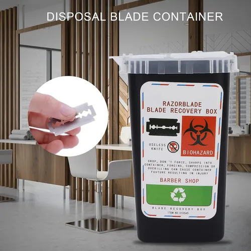 Vista 2 de Contenedor de hoja de eliminación, cuchillo de afeitado de sellado fuerte, caja de recogida, caja de afeitar de seguridad para hombres, peluquería