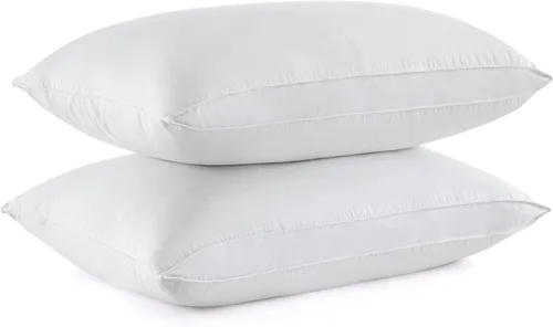 Vista 11 de puredown - Juego de 2 almohadas de plumas de ganso, tamaño estándar, colección de calidad de hotel, con funda de 100% algodón, color gris 2-Gris