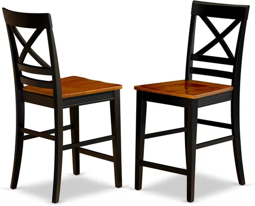 Vista 5 de East West Furniture AMQU3-BCH-W - Juego de cocina antiguo de 3 piezas que contiene una mesa redonda con pedestal y 2 sillas de comedor, 36 x 36