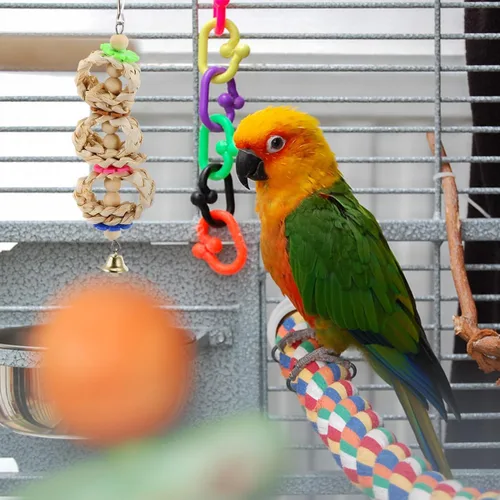 Vista 8 de 8pcs Parrot Chewing Toy Set for Beak Exercise with Bells