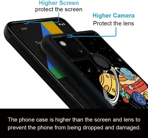 Vista 3 de Funda compatible con Google Pixel 4A 5G, sistema solar de globo alienígena, diseño de patrón increíble, a prueba de golpes, antiarañazos, carcasa