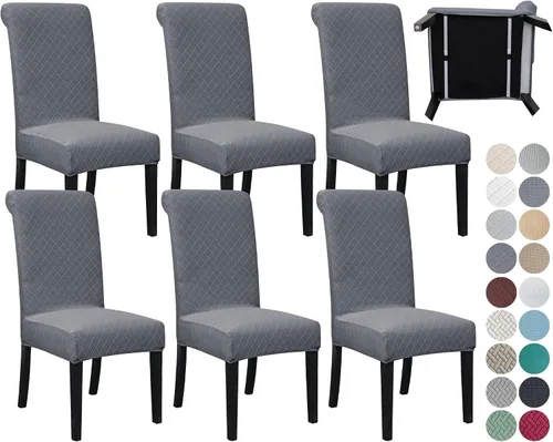Vista 31 de SPRINGRICO Paquete de 2 fundas para sillas de comedor con cinturón de seguridad, fundas elásticas para sillas Parsons lavables, fundas protectoras