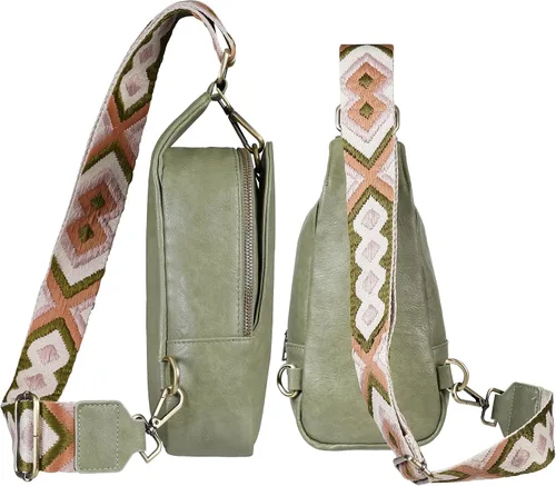 Vista 3 de KFXFENQ Bolso bandolera para mujer, de piel sintética, bolso bandolera pequeña, mochila cruzada multiusos para el pecho, para mujer, ciclismo
