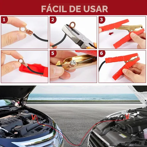Vista 5 de 1 par de abrazaderas para cable de puente, abrazaderas de batería de cobre puro, abrazaderas de cargador de batería de 4 pulgadas, extremos de cable