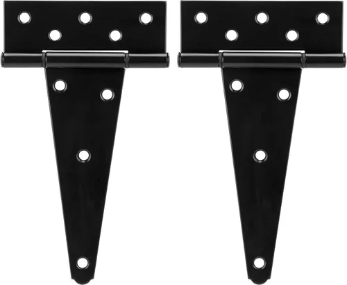 Vista 10 de Hillmaster Bisagras de puerta de cobertizo resistentes con correa en T de 4 pulgadas, bisagra en T negra para cercas de madera, persiana, ventana
