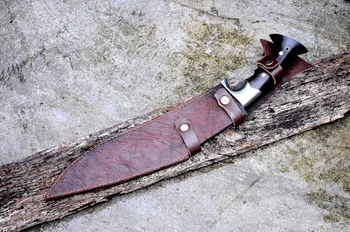 Vista 7 de Cuchillo kukri moderno Cheetlange de hoja de 13 pulgadas de largo con templado, afilado, listo para usar