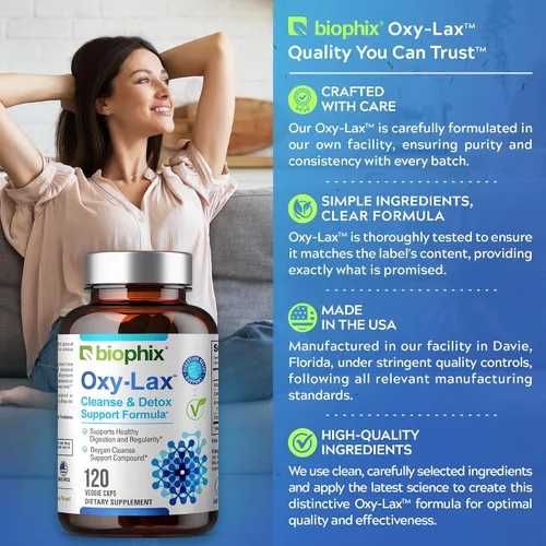 Vista 6 de biophix Oxy-Lax 750 mg 120 Vcaps - Laxantes naturales para el estreñimiento ocasional - Laxante de magnesio con magnesio oxigenado - Limpieza