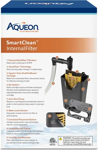 Vista 11 de Filtro interno Aqueon QuietFlow con tecnología SmartClean, extra pequeño